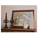 Home Decor, Christmas, Framed Map of Italy (glass is cracked)