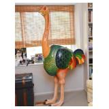 $650- Sergio Bustamante Paper Mache Ostrich Art Sculpture (App. 40" L x 21" W x 74" H, minor damage)