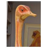 $650- Sergio Bustamante Paper Mache Ostrich Art Sculpture (App. 40" L x 21" W x 74" H, minor damage)