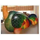 $650- Sergio Bustamante Paper Mache Ostrich Art Sculpture (App. 40" L x 21" W x 74" H, minor damage)