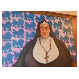 $1,000 - Large Framed Original Artwork / Painting of Nun by Skip Hartzell (Approx. 52" L x 65" H)