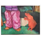 $800 - Large Framed Original Artwork / Painting of Man & Dog by Skip Hartzell (Approx. 48" L x 60" H