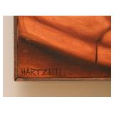 $750 - Large Framed Original Artwork / Painting of Piano Player & Dogs by Skip Hartzell (Approx. 48"