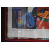 $300- Framed Limited Edition Artwork, "Two Cats & Double Fish" by Michael Leu (App. 44" L x 32" H)