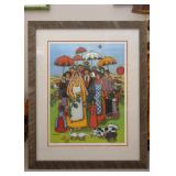 $300 - Framed Limited Edition Folk Art / Artwork by Elke Sommer, 1976 (Approx. 30" L x 37" H)