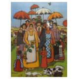 $300 - Framed Limited Edition Folk Art / Artwork by Elke Sommer, 1976 (Approx. 30" L x 37" H)