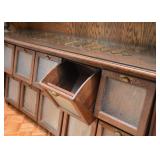 $2,800- Incredible Custom Made Oak Bar with Grain Bin & Leaded Glass (2 Pcs), 81" L x 25" W x 92" H