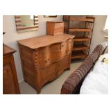 $450 - Antique Oak Serpentine Chest with Attached Wood Box (Approx. 46" L x 20" W x 36" H) 