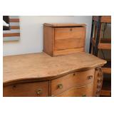 $450 - Antique Oak Serpentine Chest with Attached Wood Box (Approx. 46" L x 20" W x 36" H) 