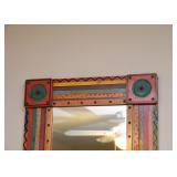 Colorful, Painted Wood Wall Mirror