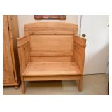 $350 - Natural Wood Storage Bench with High Sides & Back (Approx. 38" L x 22" W x 44" H)