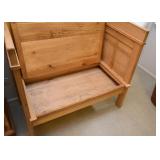 $350 - Natural Wood Storage Bench with High Sides & Back (Approx. 38" L x 22" W x 44" H)