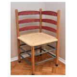 Painted Wood & Cane Corner Chair