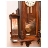 SOLD - Antique Victorian Wall Clock with Curio Shelves & Carved Eagle (Approx. 26" W x 57" H)