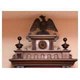 SOLD - Antique Victorian Wall Clock with Curio Shelves & Carved Eagle (Approx. 26" W x 57" H)