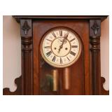 SOLD - Antique Victorian Wall Clock with Curio Shelves & Carved Eagle (Approx. 26" W x 57" H)