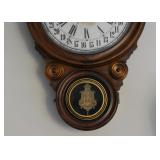 SOLD - Antique Wall Clock (Approx. 15" W x 24" H)