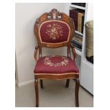 $200 - Antique Wood Chair with Needlepoint Back & Seat