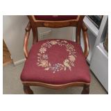 $200 - Antique Wood Chair with Needlepoint Back & Seat
