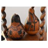 Folk Art Carved / Painted Gourds