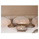Silver Candle Holders, Small Footed Bowl