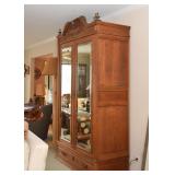 Antique Armoire / Wardrobe with Mirrored Doors (needs some repairs)