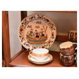 Hand Painted Plate, Tea Cups