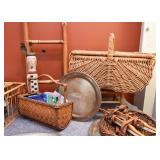 Bamboo Ladder, Baskets, Silverplate Platters, Table Linens, Etc.