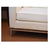 Vintage White Tufted Sofa with Chrome Base (Faux Leather)