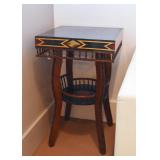 Antique / Vintage Folk Art Side Table with Painted Details