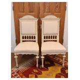 Antique / Vintage Cottage Chic Painted Side Chairs with Cream Upholstery