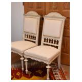 Antique / Vintage Cottage Chic Painted Side Chairs with Cream Upholstery