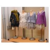 Miniature Paper Mache Mannequins / Dress Forms with Hand Loomed Sweaters