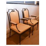 Pair of Vintage Black Iron Armchairs with Yellow Gold Upholstery