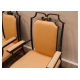 Pair of Vintage Black Iron Armchairs with Yellow Gold Upholstery