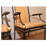 Pair of Vintage Black Iron Armchairs with Yellow Gold Upholstery