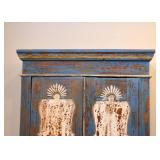 Antique Cottage Chic Blue & White Chippy Paint Armoire / Wardrobe / Cupboard