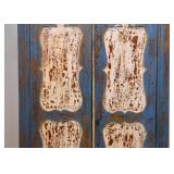 Antique Cottage Chic Blue & White Chippy Paint Armoire / Wardrobe / Cupboard