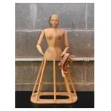Wooden Cage Doll with Articulated Arms