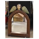 Antique / Vintage Arched Wall Mirror with Angel / Cherub
