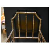 Vintage Brass Bamboo Armchair with Tufted Seat