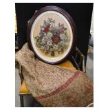 Antique 3-D Floral Artwork with Oval Frame