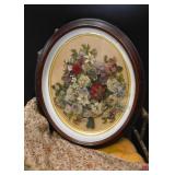 Antique 3-D Floral Artwork with Oval Frame