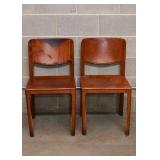 Pair of Vintage Leather Clad Side Chairs
