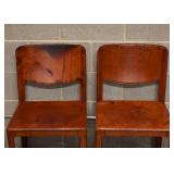 Pair of Vintage Leather Clad Side Chairs