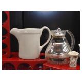 White Pottery Pitcher, Coffee / Tea Carafe