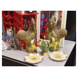Ceramic Chicken Statues, Parrot Pitcher, Vintage Dishes