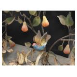 Tole Wall Candelabra / Candle Sconce with Pears & Bird