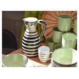 Dinnerware, Dishes, Glasses, Black & White Pitcher