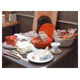 Dinnerware, Dishes, Coffee Mugs, Mixing Bowl, Kitchen Utensils, Table Linens